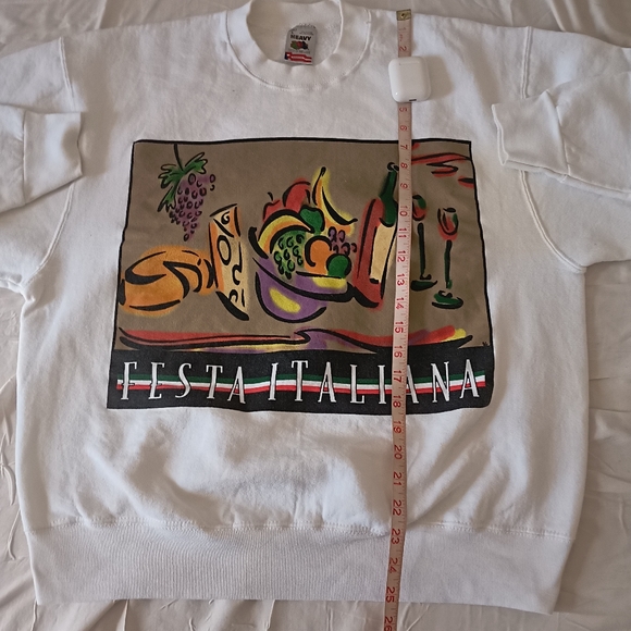 Vintage Fruit of the loom Festa Italiana Women's Sweatshirt, Size L, White - Picture 5 of 7